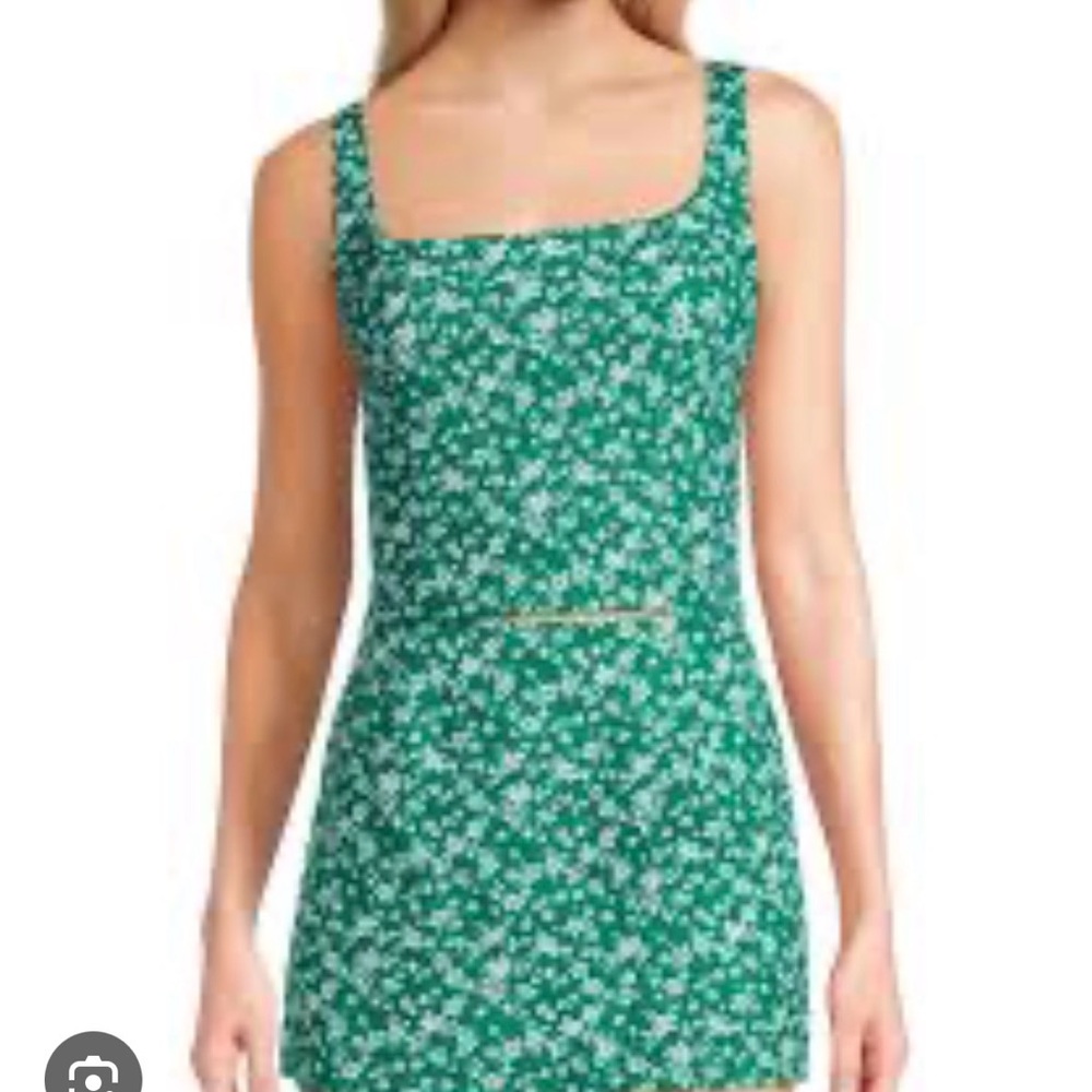 Copper Key Green Floral Mini Skirt and Tank set - Picture 2 of 4